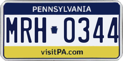 PA license plate MRH0344