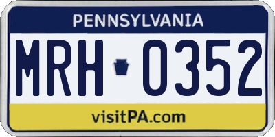 PA license plate MRH0352