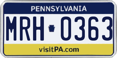 PA license plate MRH0363