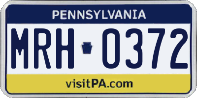 PA license plate MRH0372