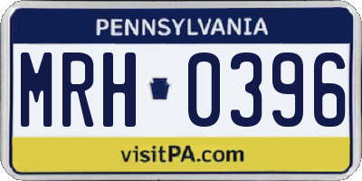 PA license plate MRH0396
