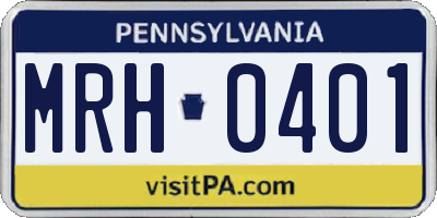 PA license plate MRH0401