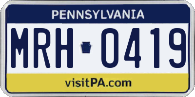 PA license plate MRH0419