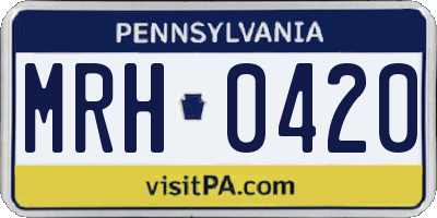PA license plate MRH0420