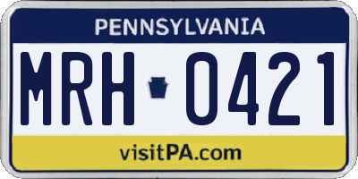 PA license plate MRH0421
