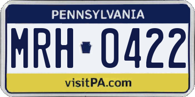 PA license plate MRH0422