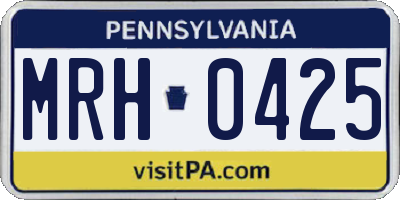 PA license plate MRH0425