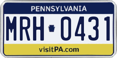 PA license plate MRH0431
