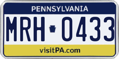 PA license plate MRH0433