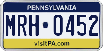 PA license plate MRH0452