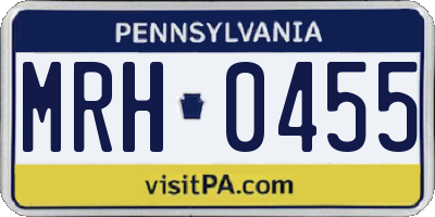 PA license plate MRH0455