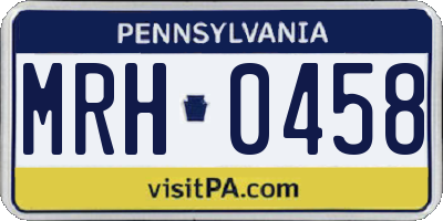 PA license plate MRH0458