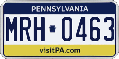 PA license plate MRH0463