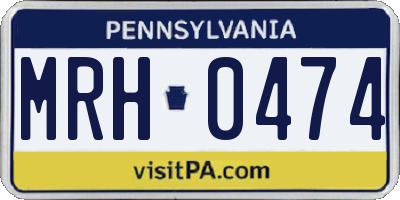PA license plate MRH0474