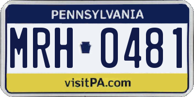 PA license plate MRH0481
