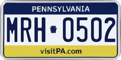 PA license plate MRH0502