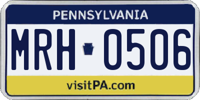 PA license plate MRH0506