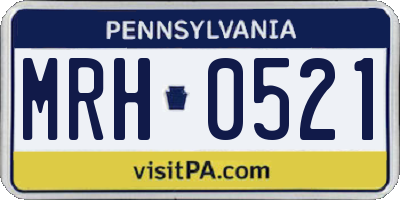 PA license plate MRH0521