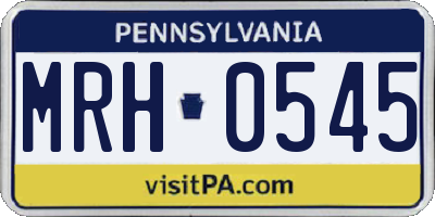 PA license plate MRH0545