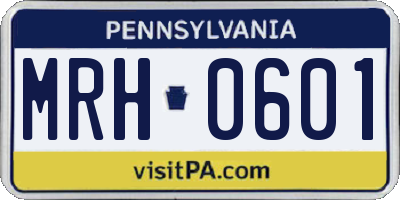 PA license plate MRH0601
