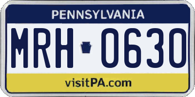 PA license plate MRH0630