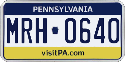 PA license plate MRH0640