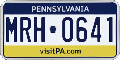 PA license plate MRH0641