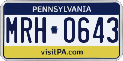 PA license plate MRH0643