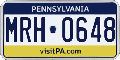 PA license plate MRH0648