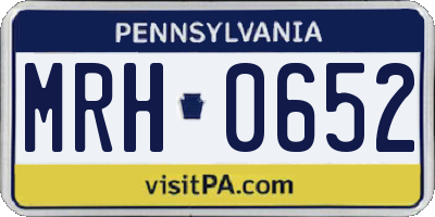 PA license plate MRH0652