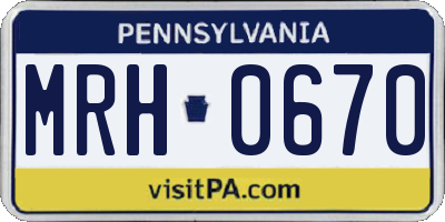 PA license plate MRH0670
