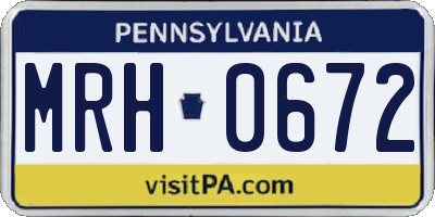 PA license plate MRH0672