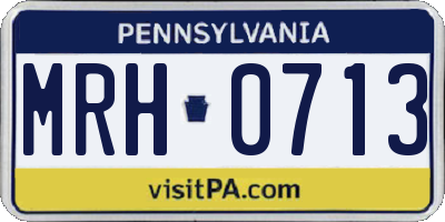 PA license plate MRH0713