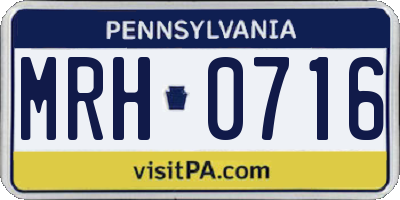 PA license plate MRH0716