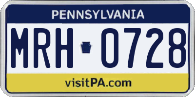 PA license plate MRH0728