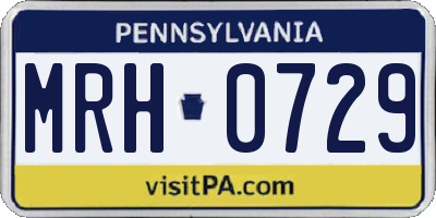 PA license plate MRH0729