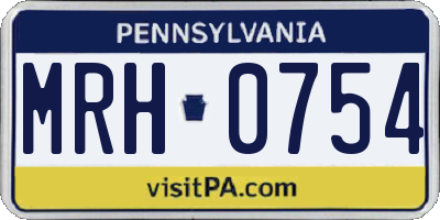 PA license plate MRH0754