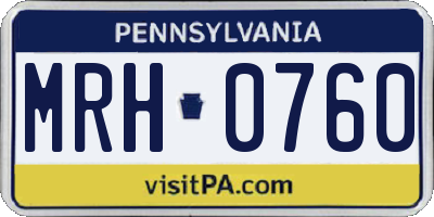 PA license plate MRH0760