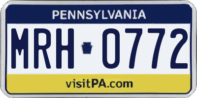 PA license plate MRH0772