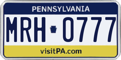 PA license plate MRH0777