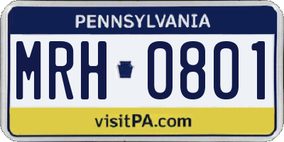 PA license plate MRH0801
