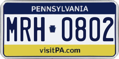 PA license plate MRH0802