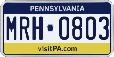 PA license plate MRH0803
