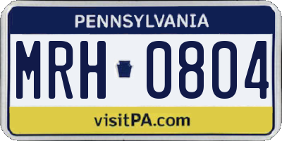 PA license plate MRH0804