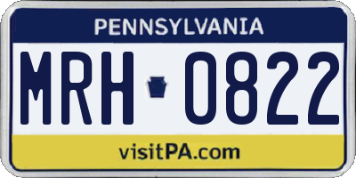 PA license plate MRH0822
