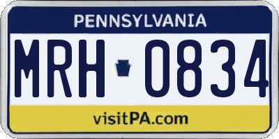 PA license plate MRH0834