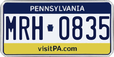 PA license plate MRH0835