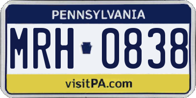 PA license plate MRH0838