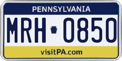 PA license plate MRH0850