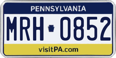 PA license plate MRH0852